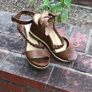 Unlisted Braid Accent Ankle Strap Wedges